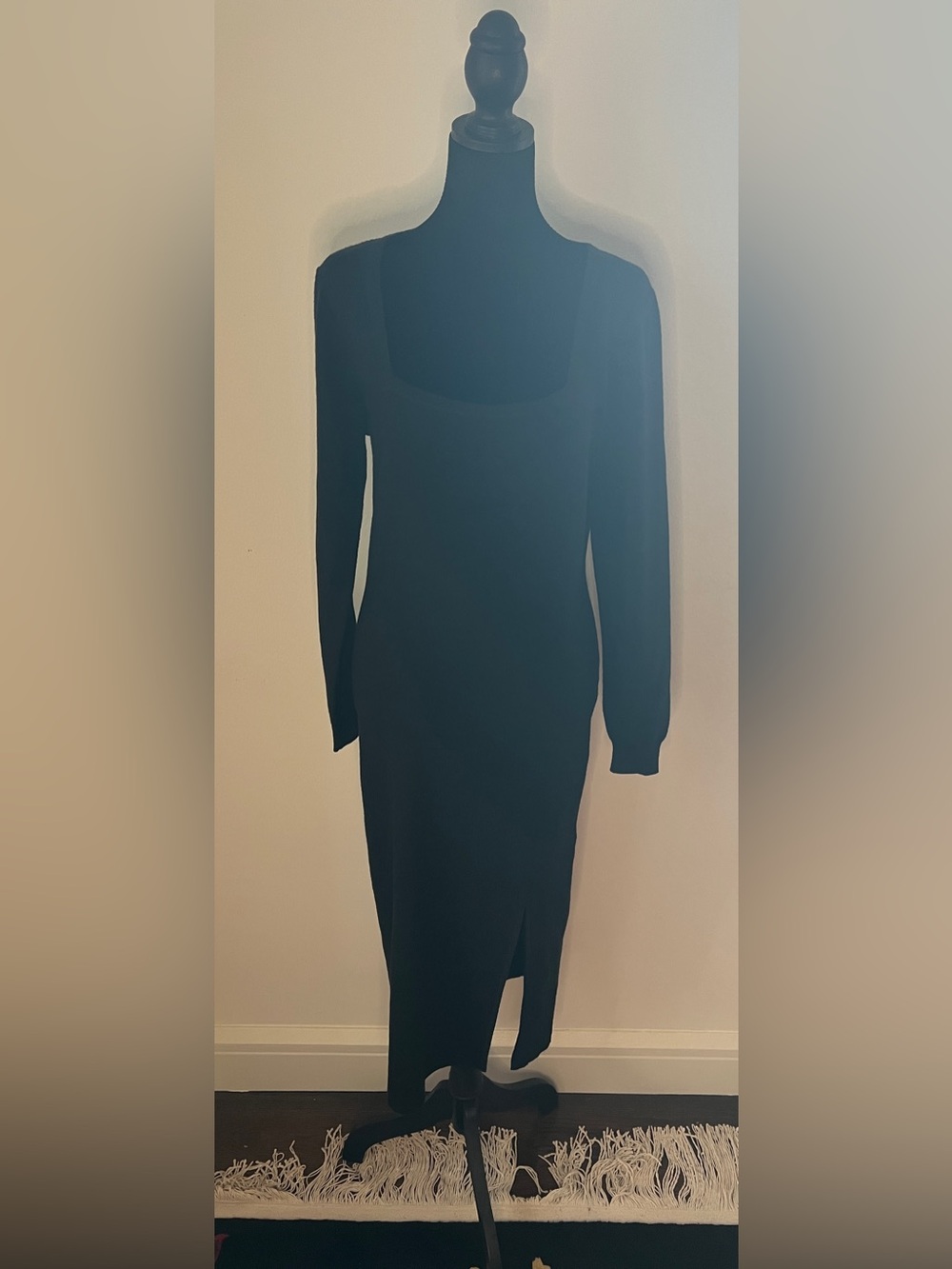 Rachel Zoe Black Knit Sweater Dress with Side Slit (Bodycon Maxi) Size M